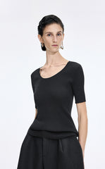 Knit Top / JNBY Moisture-Wicking Cotton Blend Short Sleeve Knit