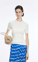 Knit Top / JNBY Silk Wool Cashmere Fitted Short Sleeve Sweater