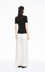 Knit Top / JNBY Silk Wool Cashmere Fitted Short Sleeve Sweater