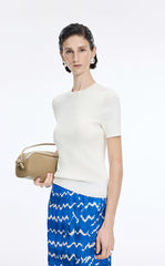 Knit Top / JNBY Silk Wool Cashmere Fitted Short Sleeve Sweater