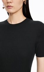 Knit Top / JNBY Silk Wool Cashmere Fitted Short Sleeve Sweater