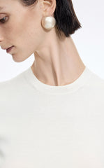 Knit Top / JNBY Silk Wool Cashmere Fitted Short Sleeve Sweater