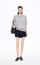 Knitwear / JNBY Cotton V-Neck Short Sleeve Knit Top