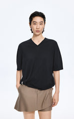 Knitwear / JNBY Cotton V-Neck Short Sleeve Knit Top