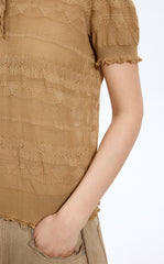 Knitwear / JNBY Textured Cotton Ruffle Knit Top