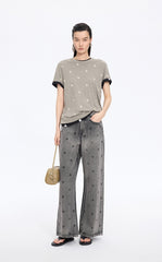 Pants / JNBY Polka-Dot Distressed Wide-Leg Jeans