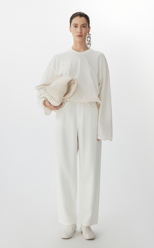 Pants / JNBY Tapered Frayed Hem Denim Trousers