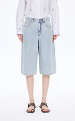 Pants / JNBY Washed Cropped Wide-Leg Denim Pants