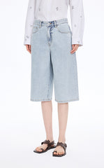 Pants / JNBY Washed Cropped Wide-Leg Denim Pants