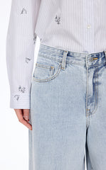 Pants / JNBY Washed Cropped Wide-Leg Denim Pants