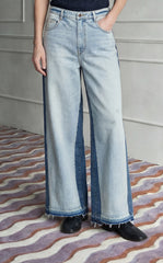 Pants / JNBY Wide-Leg Colorblock Denim Pants