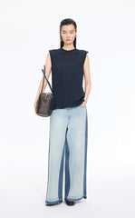 Pants / JNBY Wide-Leg Colorblock Denim Pants
