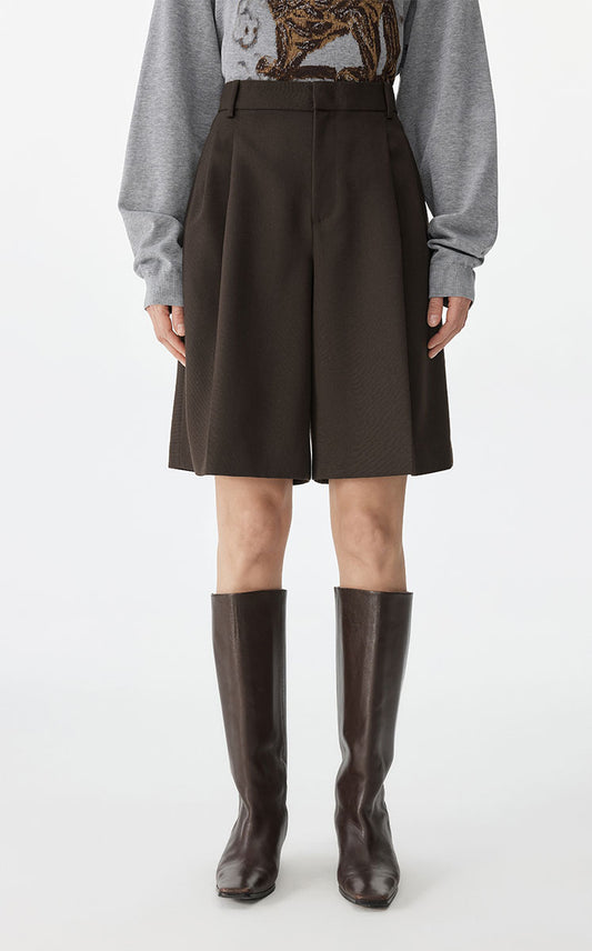 Pants / JNBY Wool Straight-Leg Cuffed Shorts