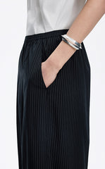 Pants / JNBY Striped Modal Blend Wide Leg Trousers