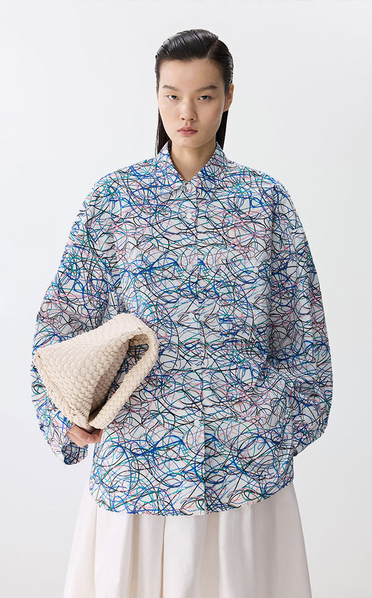 Shirt / JNBY Abstract Acrylic Lines Oversize Cotton Shirt