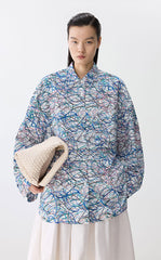 Shirt / JNBY Abstract Acrylic Lines Oversize Cotton Shirt