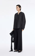 Shirt / JNBY Cotton Silk V-Neck Long Sleeve Top