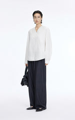 Shirt / JNBY Cotton Silk V-Neck Long Sleeve Top