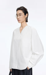 Shirt / JNBY Cotton Silk V-Neck Long Sleeve Top