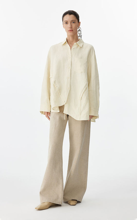 Shirt / JNBY Drawstring Oversized Hemp Shirt