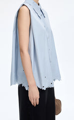 Shirt / JNBY Floral Cutwork Sleeveless Cotton Shirt