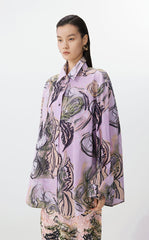 Shirt / JNBY Floral Knot-Draped Corduroy Shirt