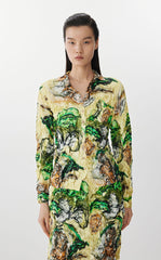 Shirt / JNBY Floral Print Ruched Fitted Shirt