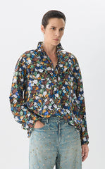 Shirt / JNBY Futuristic Floral Print Cotton Shirt