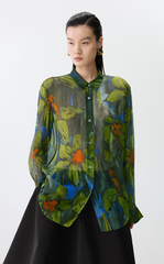 Shirt / JNBY Hand-Painted Floral Silk Shirt