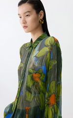 Shirt / JNBY Hand-Painted Floral Silk Shirt