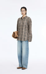 Shirt / JNBY Relaxed Linen Plaid Shirt