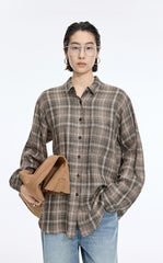 Shirt / JNBY Relaxed Linen Plaid Shirt