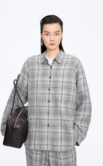 Shirt / JNBY Relaxed Linen Plaid Shirt