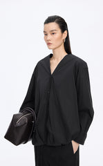 Shirt / JNBY V-Neck Poplin Oversized Shirt
