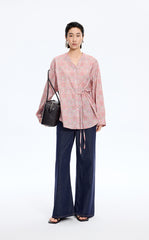 Shirt / JNBY V-neck Liberty Bird Print Cotton Shirt