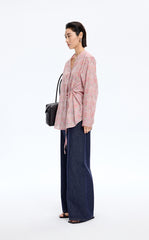 Shirt / JNBY V-neck Liberty Bird Print Cotton Shirt