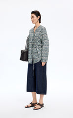 Shirt / JNBY V-neck Liberty Bird Print Cotton Shirt