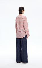 Shirt / JNBY V-neck Liberty Bird Print Cotton Shirt