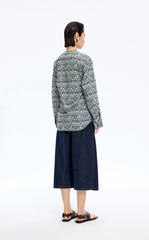 Shirt / JNBY V-neck Liberty Bird Print Cotton Shirt