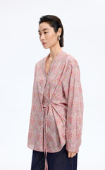 Shirt / JNBY V-neck Liberty Bird Print Cotton Shirt