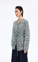 Shirt / JNBY V-neck Liberty Bird Print Cotton Shirt