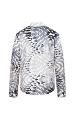 Shirt / LESS Silk Geometric Print Long-Sleeve Shirt
