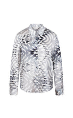 Shirt / LESS Silk Geometric Print Long-Sleeve Shirt