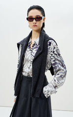 Shirt / LESS Silk Geometric Print Long-Sleeve Shirt