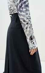 Shirt / LESS Silk Geometric Print Long-Sleeve Shirt