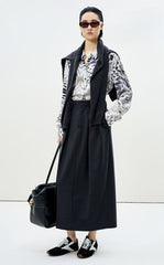 Shirt / LESS Silk Geometric Print Long-Sleeve Shirt