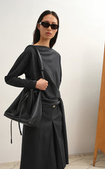 Shirt / LESS Wool Blend Relaxed Off-Shoulder Top