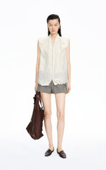 Shirt / JNBY Polka Dot Silk-Linen Sleeveless Shirt