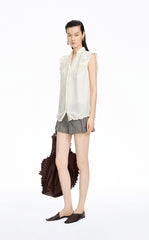 Shirt / JNBY Polka Dot Silk-Linen Sleeveless Shirt