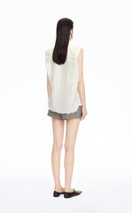 Shirt / JNBY Polka Dot Silk-Linen Sleeveless Shirt